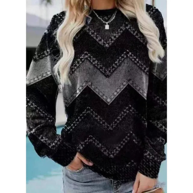 Ymke | Pull Tricoté à Motif Zigzag Élégant