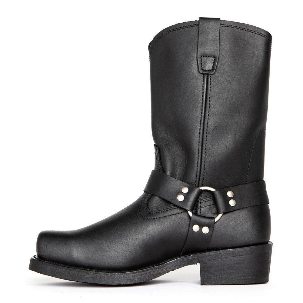 Biker Boots Homme Robust | Bottes en Cuir Vegan avec Pointe Carrée pour Style & Aventure