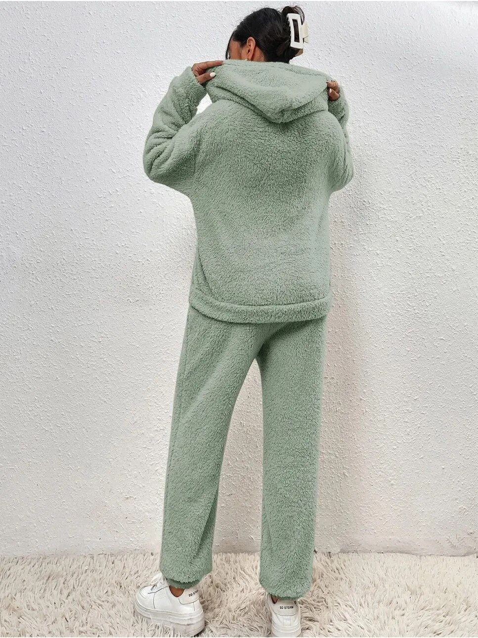 Euphémie | Teddy Lounge Set Femme Deux Pièces Chaud avec Sweat à Capuche et Pantalon Confortable