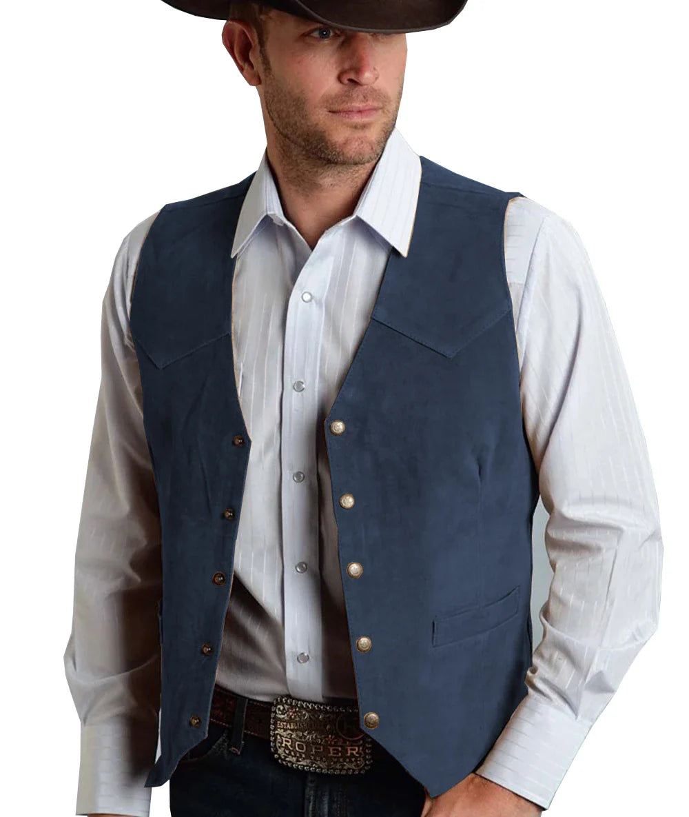 Gavric | Gilet Homme Traditionnel Élégant à Boutons Pression, Coupe Classique et Couleur Unie