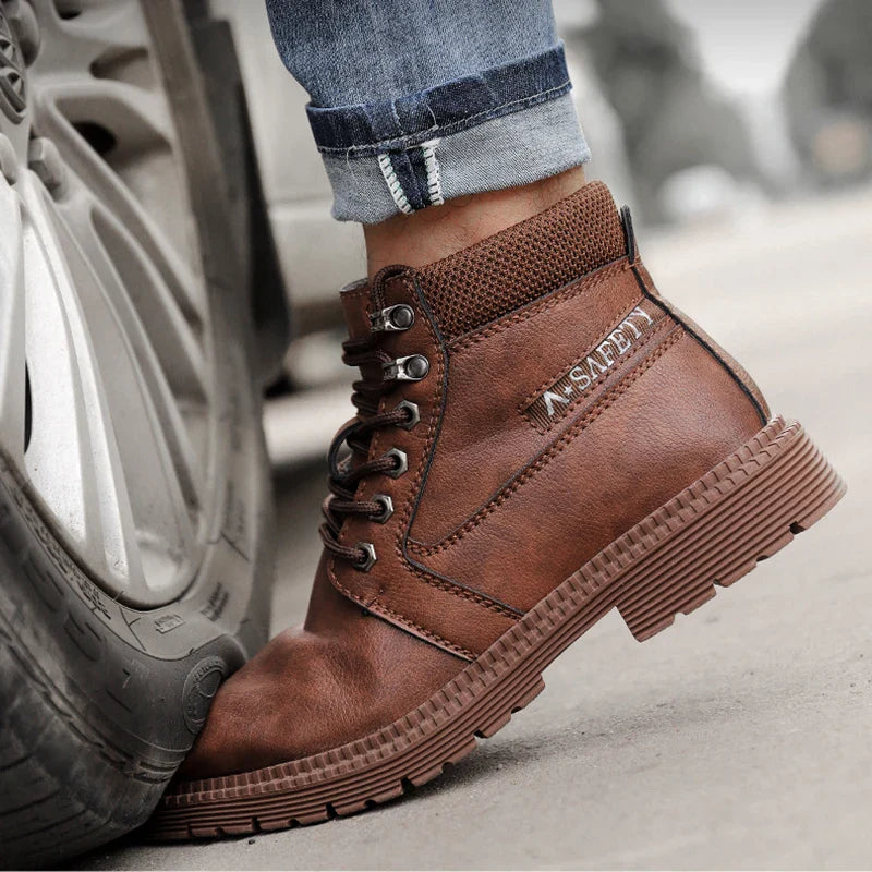 Kingsley | Bottes de Sécurité Homme Marron à Lacets Imperméables avec Embout Acier Antidérapant