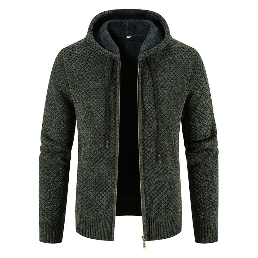Albert | Gilet Zippé Homme à Capuche avec Doublure Chaude | Veste Hiver Texturée Confortable