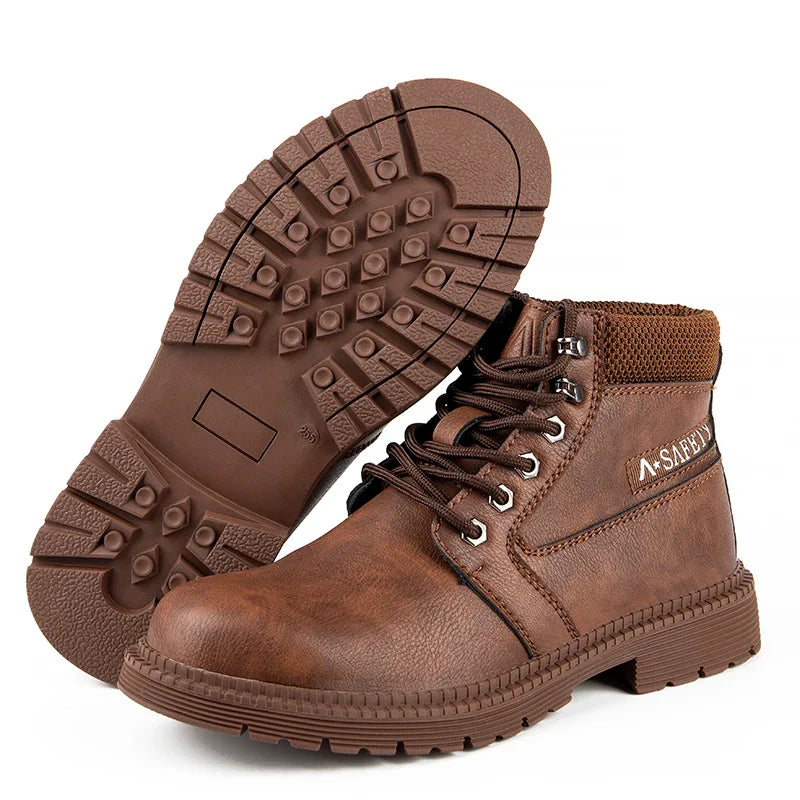 Kingsley | Bottes de Sécurité Homme Marron à Lacets Imperméables avec Embout Acier Antidérapant
