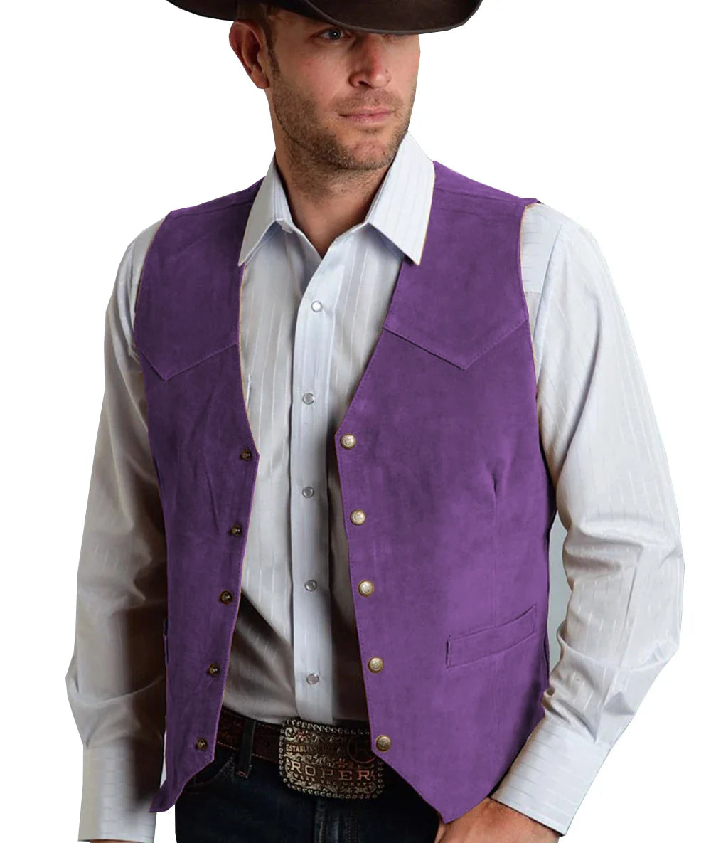 Gavric | Gilet Homme Traditionnel Élégant à Boutons Pression, Coupe Classique et Couleur Unie