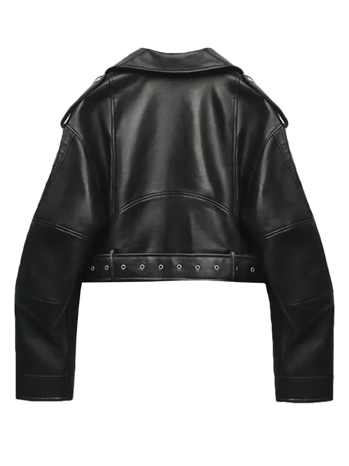 Alarie | Veste Biker Femme Cropped avec Fermeture Asymétrique, Ceinture Taille et Poches Poitrine