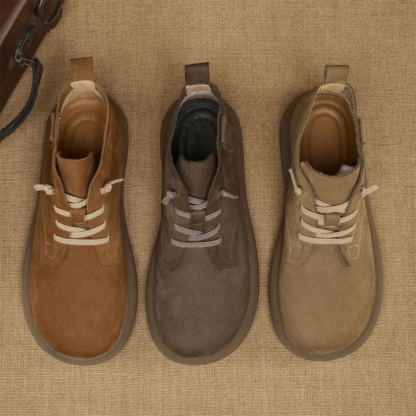 Lancaster | Bottines Homme Vintage à Lacets Courtes avec Semelle Souple et Style Workwear