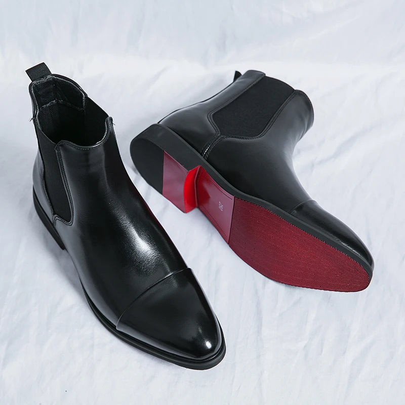 Greystone | Bottines Chelsea Homme Élégantes en Cuir avec Bout Droit et Élastiques Latéraux