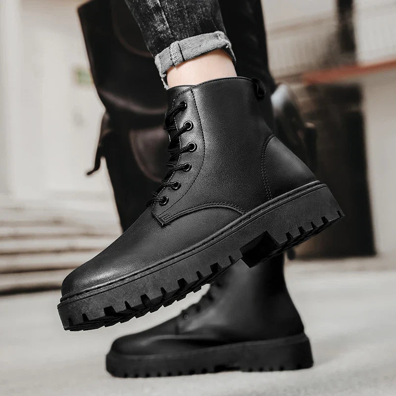 Huntingdon | Bottes Hautes Homme Noires Imperméables à Lacets Antidérapantes