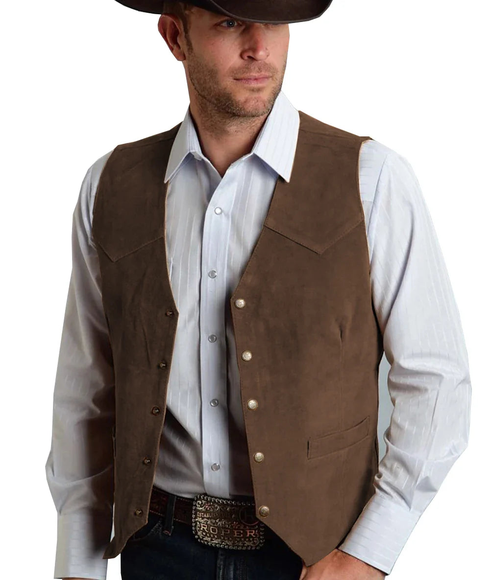 Gavric | Gilet Homme Traditionnel Élégant à Boutons Pression, Coupe Classique et Couleur Unie