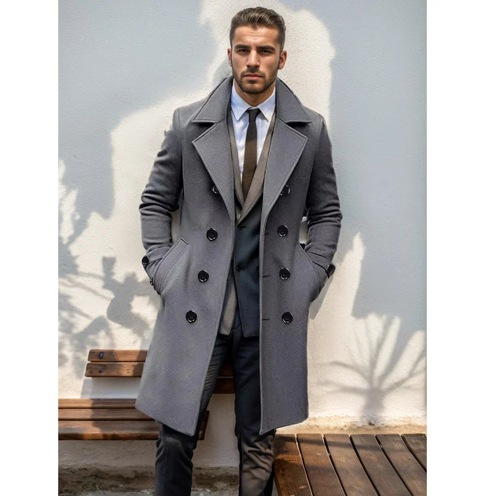 Cymon | Manteau homme long élégant à double boutonnage et col à revers