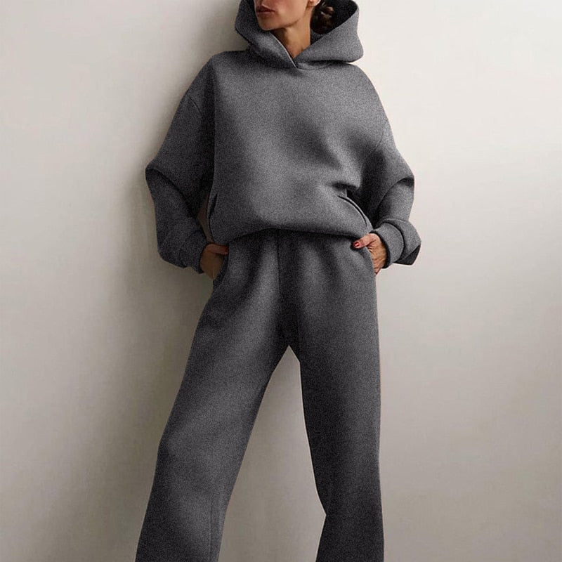 Carine | Ensemble Jogging Femme Loose Fit avec Sweat à Capuche et Pantalon Assorti