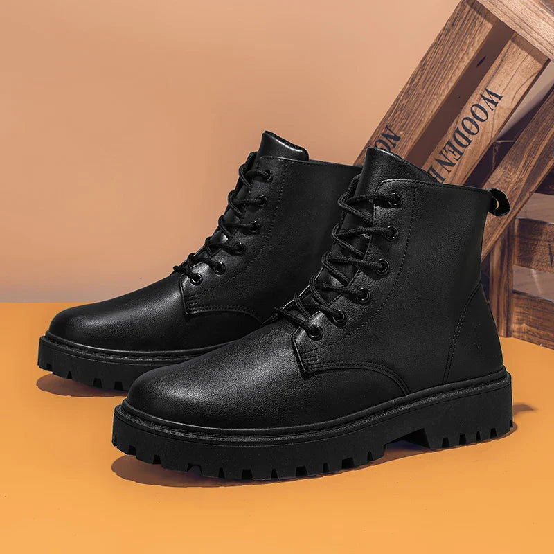 Huntingdon | Bottes Hautes Homme Noires Imperméables à Lacets Antidérapantes