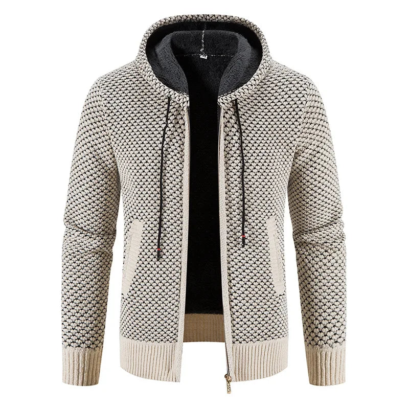 Albert | Gilet Zippé Homme à Capuche avec Doublure Chaude | Veste Hiver Texturée Confortable