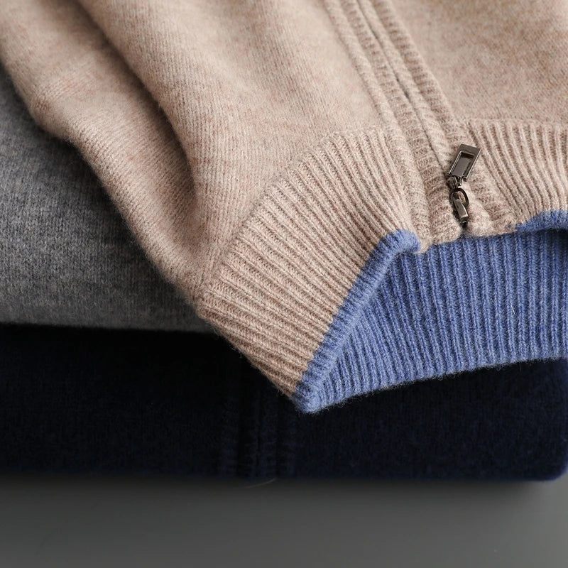Zachary | Gilet Zippé Homme à Col Montant | Cardigan Minimaliste Uni et Élégant