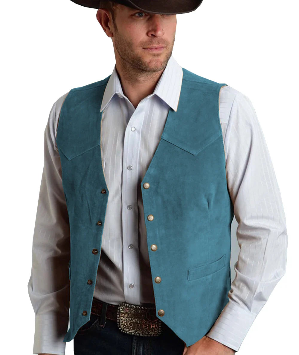 Gavric | Gilet Homme Traditionnel Élégant à Boutons Pression, Coupe Classique et Couleur Unie