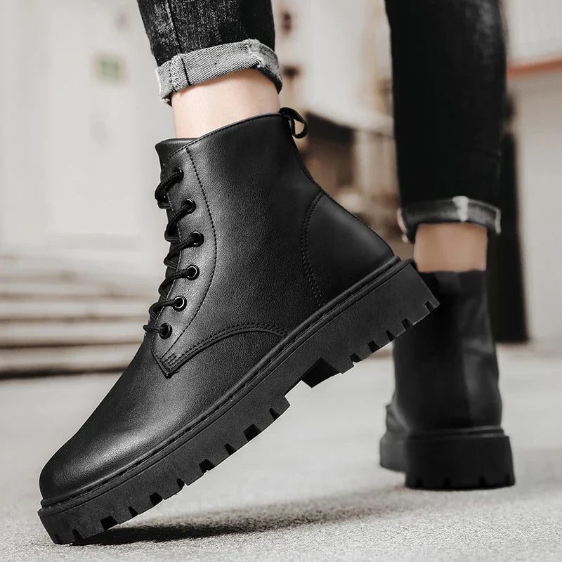 Huntingdon | Bottes Hautes Homme Noires Imperméables à Lacets Antidérapantes