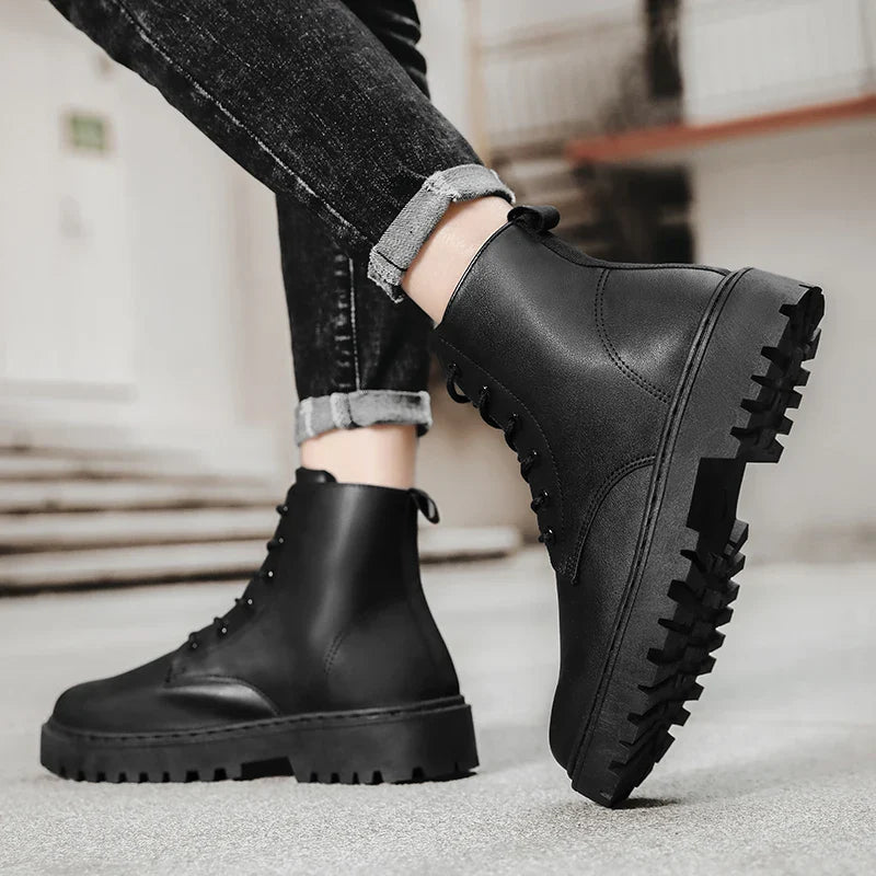 Huntingdon | Bottes Hautes Homme Noires Imperméables à Lacets Antidérapantes