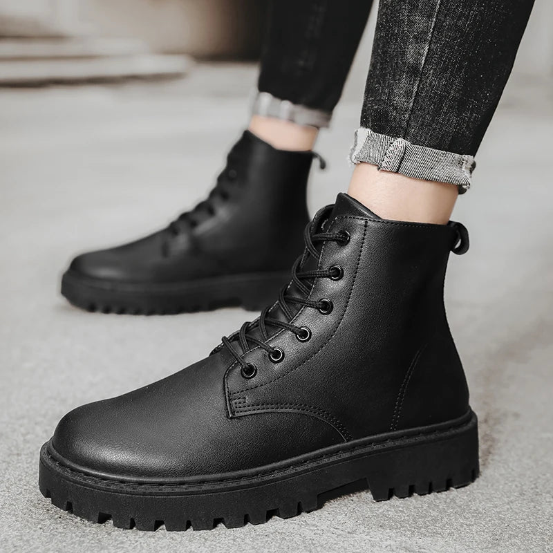 Huntingdon | Bottes Hautes Homme Noires Imperméables à Lacets Antidérapantes