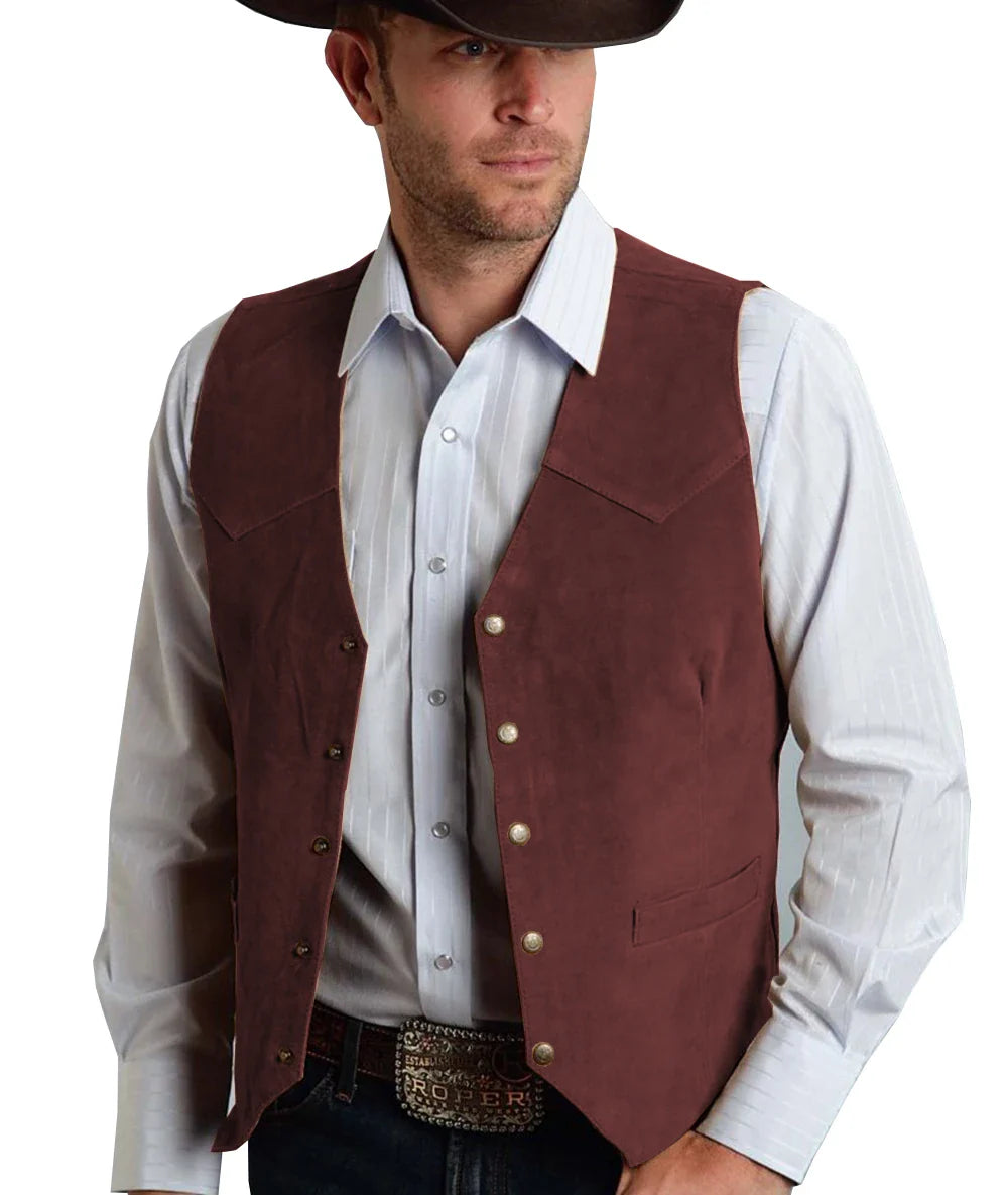 Gavric | Gilet Homme Traditionnel Élégant à Boutons Pression, Coupe Classique et Couleur Unie