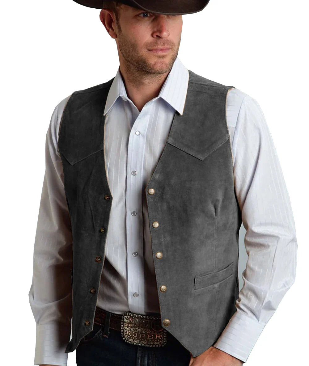Gavric | Gilet Homme Traditionnel Élégant à Boutons Pression, Coupe Classique et Couleur Unie