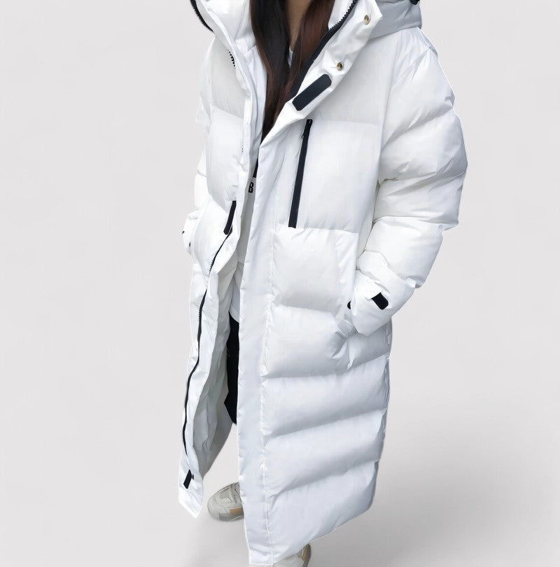 Puffer Parka Longue Femme | Veste Noire Imperméable avec Capuche