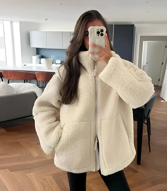 Vandelia | Veste Polaire Oversize Femme avec Fermeture Zippée et Col Montant