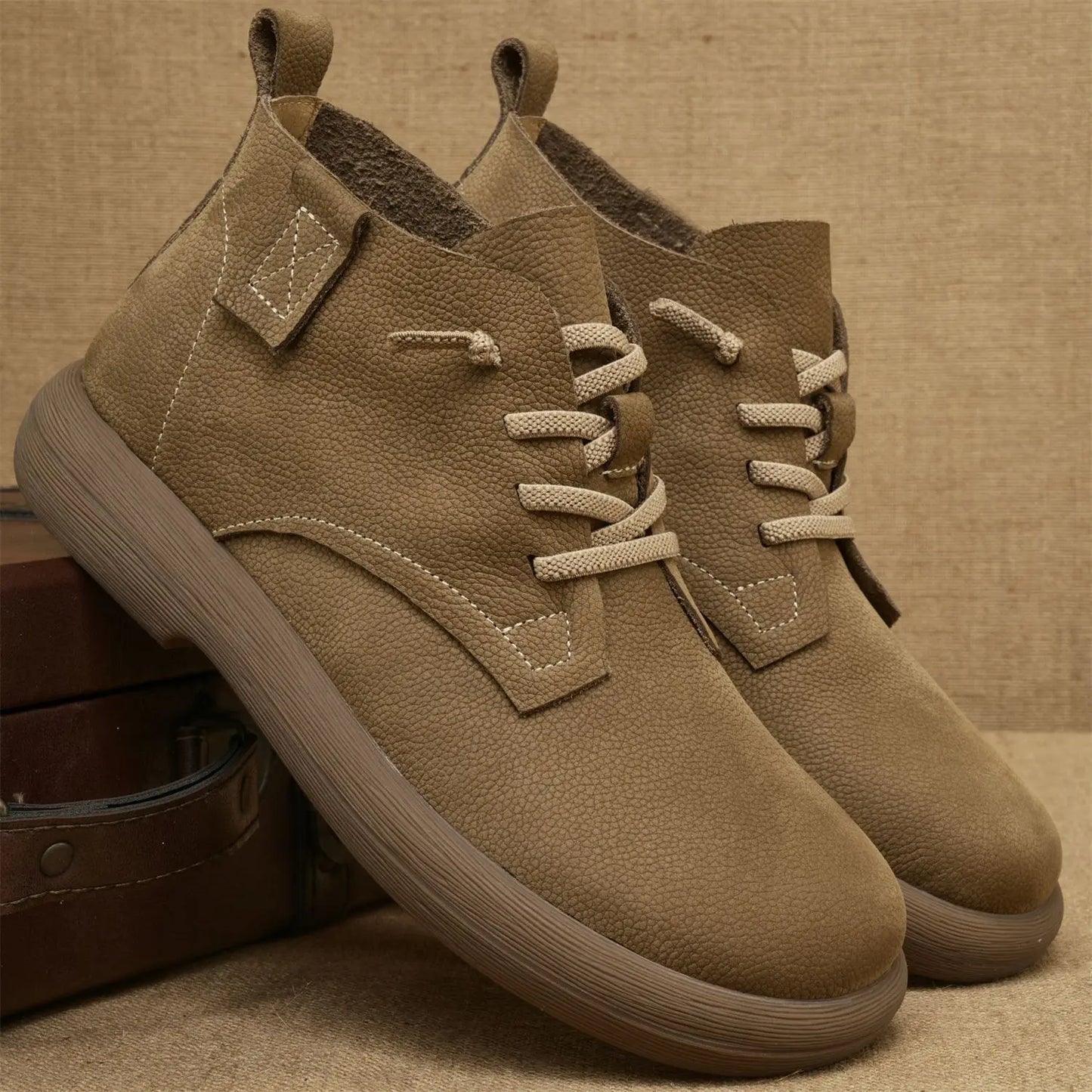 Lancaster | Bottines Homme Vintage à Lacets Courtes avec Semelle Souple et Style Workwear