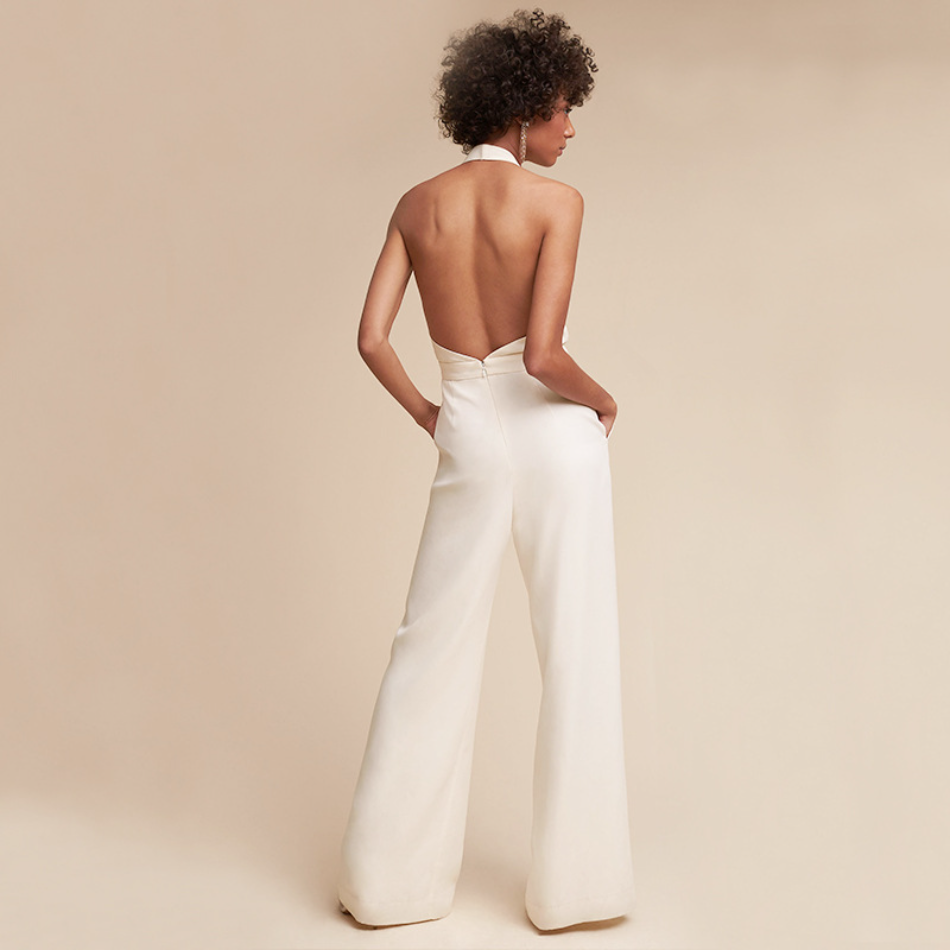Roxanne-Lou | Combinaison Femme Sans Manches - Décolleté Profond - Pantalon Large - Élégance Formelle