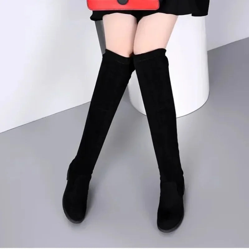 Orlane | Cuissardes Noires Femme à Lacets & Talons Épais Hauts