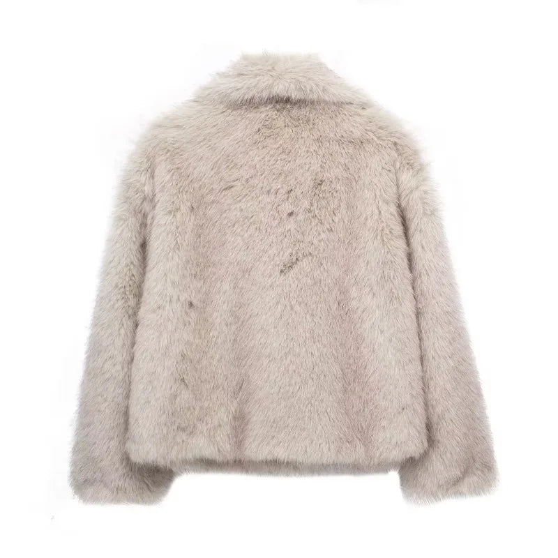 Vivara | Veste Femme Luxe en Fausse Fourrure Couleur Unie, Élégante et Confortable