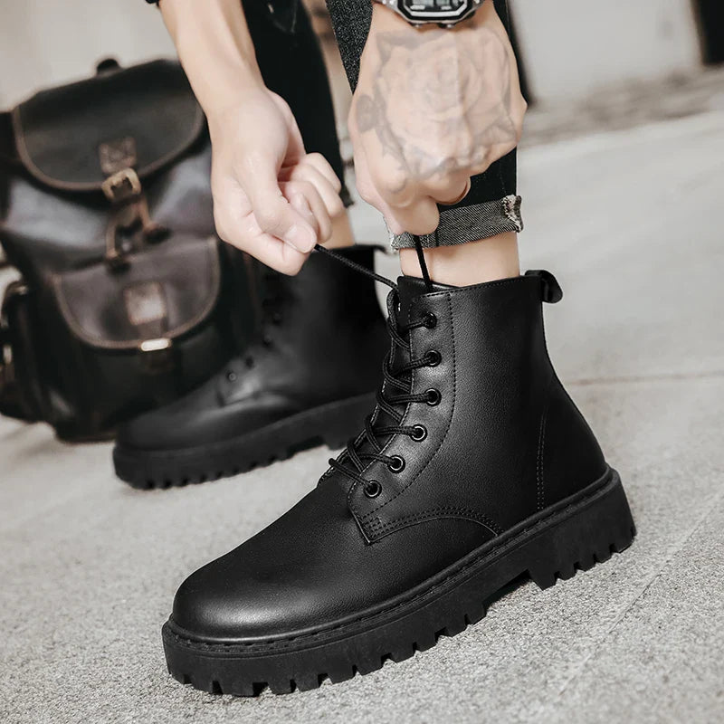 Huntingdon | Bottes Hautes Homme Noires Imperméables à Lacets Antidérapantes