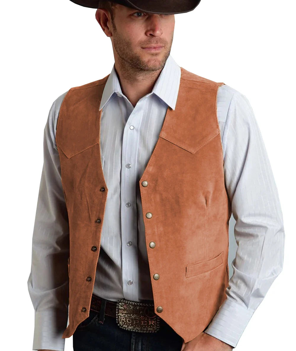 Gavric | Gilet Homme Traditionnel Élégant à Boutons Pression, Coupe Classique et Couleur Unie
