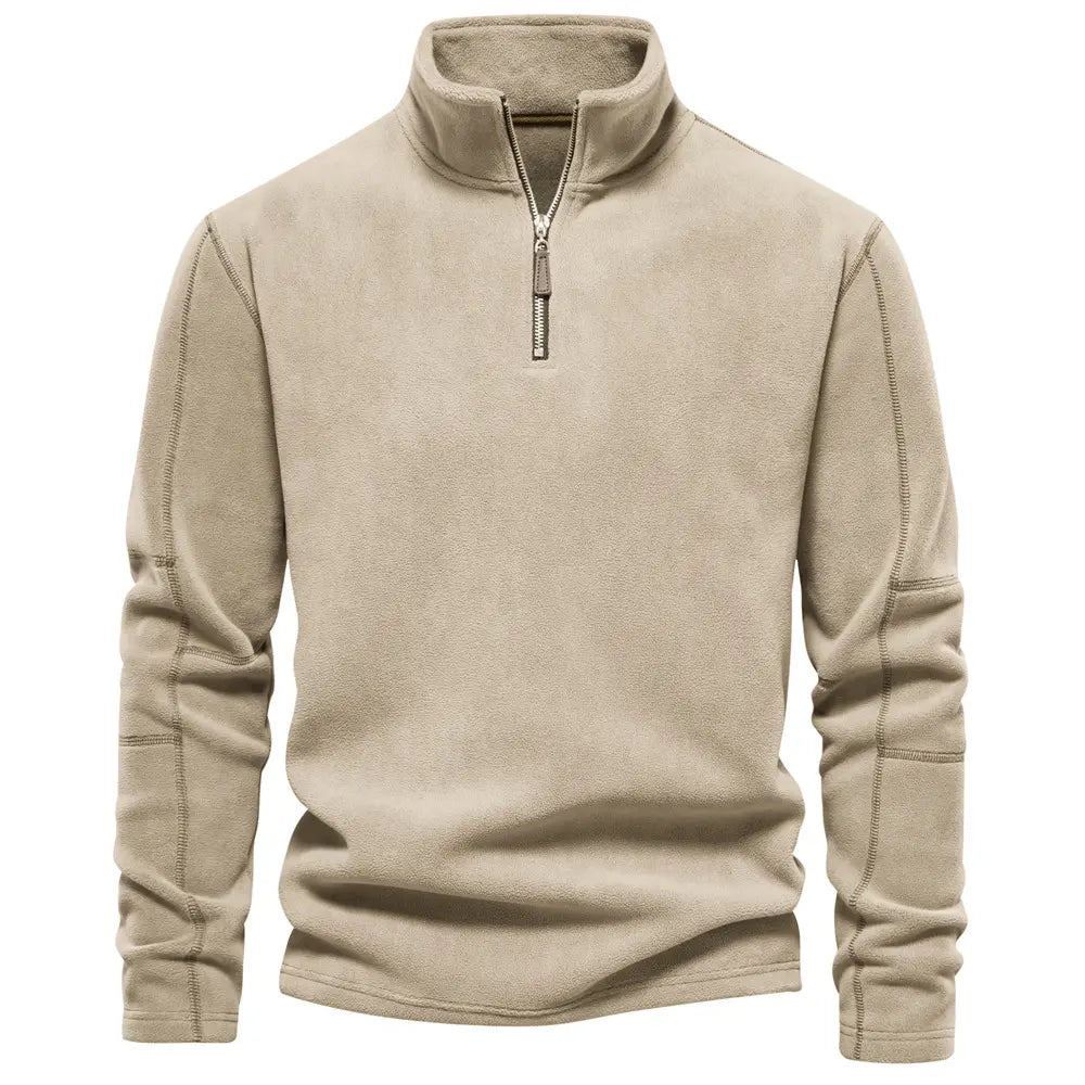 Dylan | Pull Homme Zippé Col Montant Uni, Chaud & Confortable avec Doublure Douce Élégante