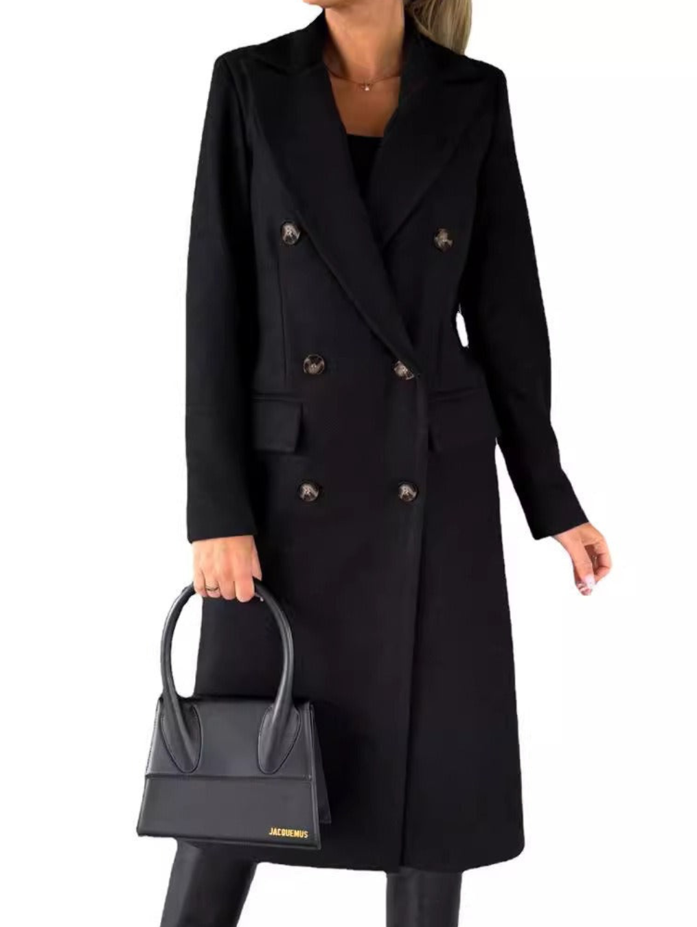 Blanquerose | Manteau long double-breasted à col tailleur pour femme