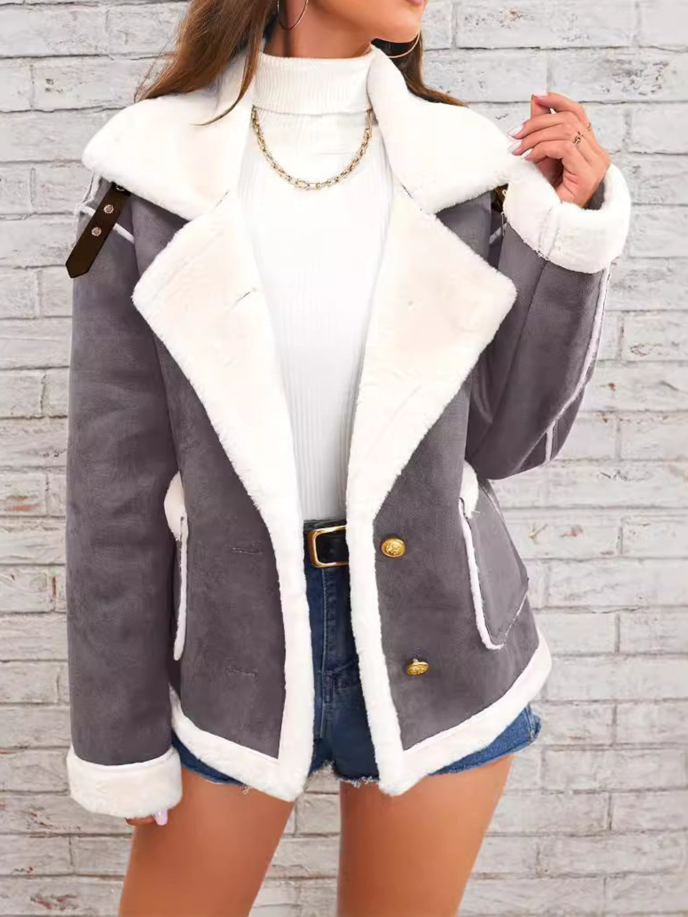 Camelise | Veste en coton femme doublée polaire à col revers