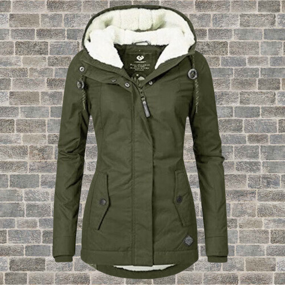 Celine | Manteau Plissé en Coton avec Capuche en Laine d'Agneau