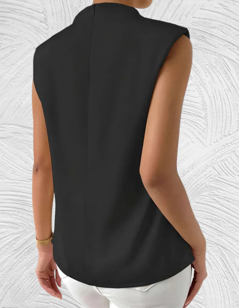 Laurianne | Blouse d’Été Femme Sans Manches à Col Rond et Pliage Élégant