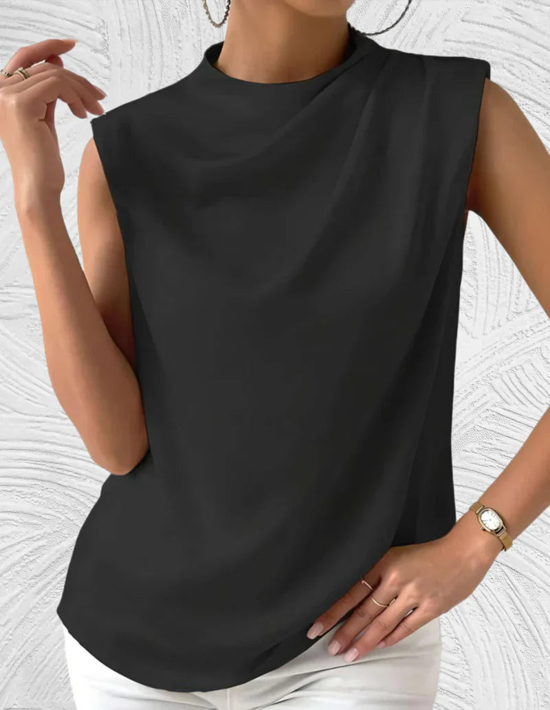 Laurianne | Blouse d’Été Femme Sans Manches à Col Rond et Pliage Élégant