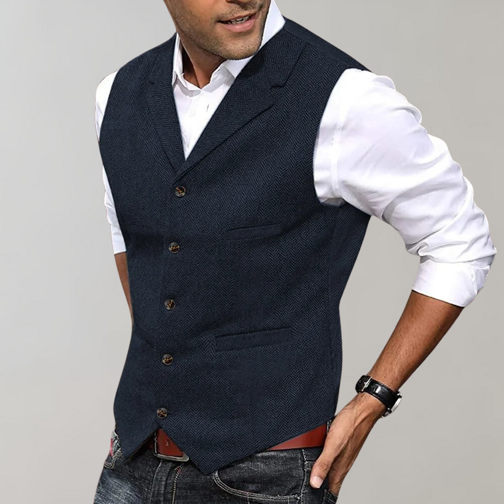 Percival | Gilet Homme Élégant Sans Manches avec Boutons | Gilet Costume Business & Loisirs