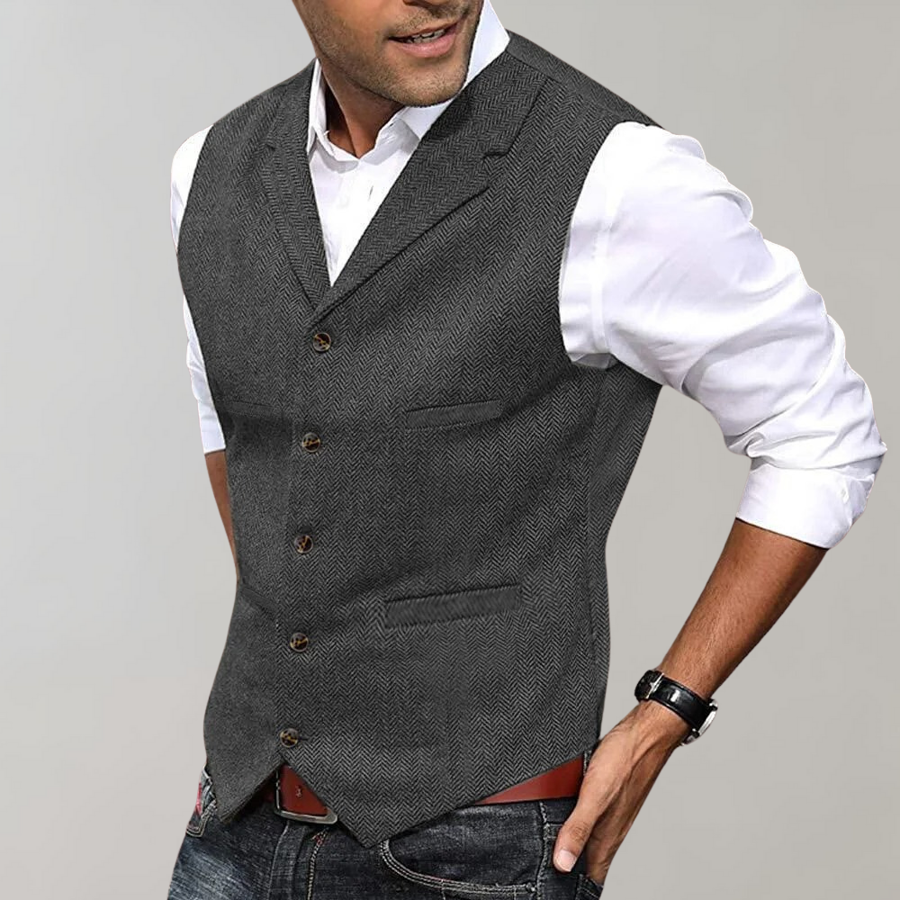 Percival | Gilet Homme Élégant Sans Manches avec Boutons | Gilet Costume Business & Loisirs