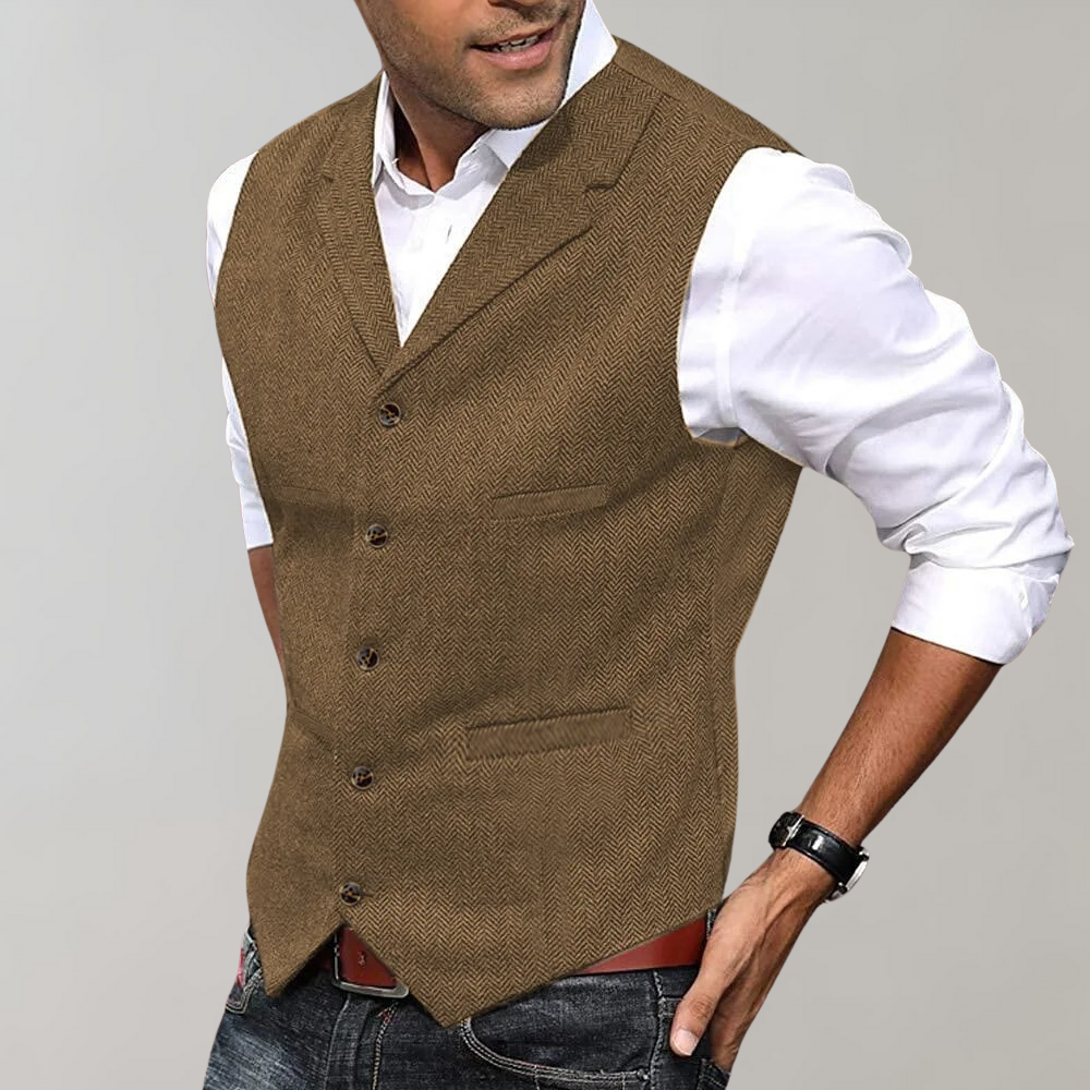 Percival | Gilet Homme Élégant Sans Manches avec Boutons | Gilet Costume Business & Loisirs