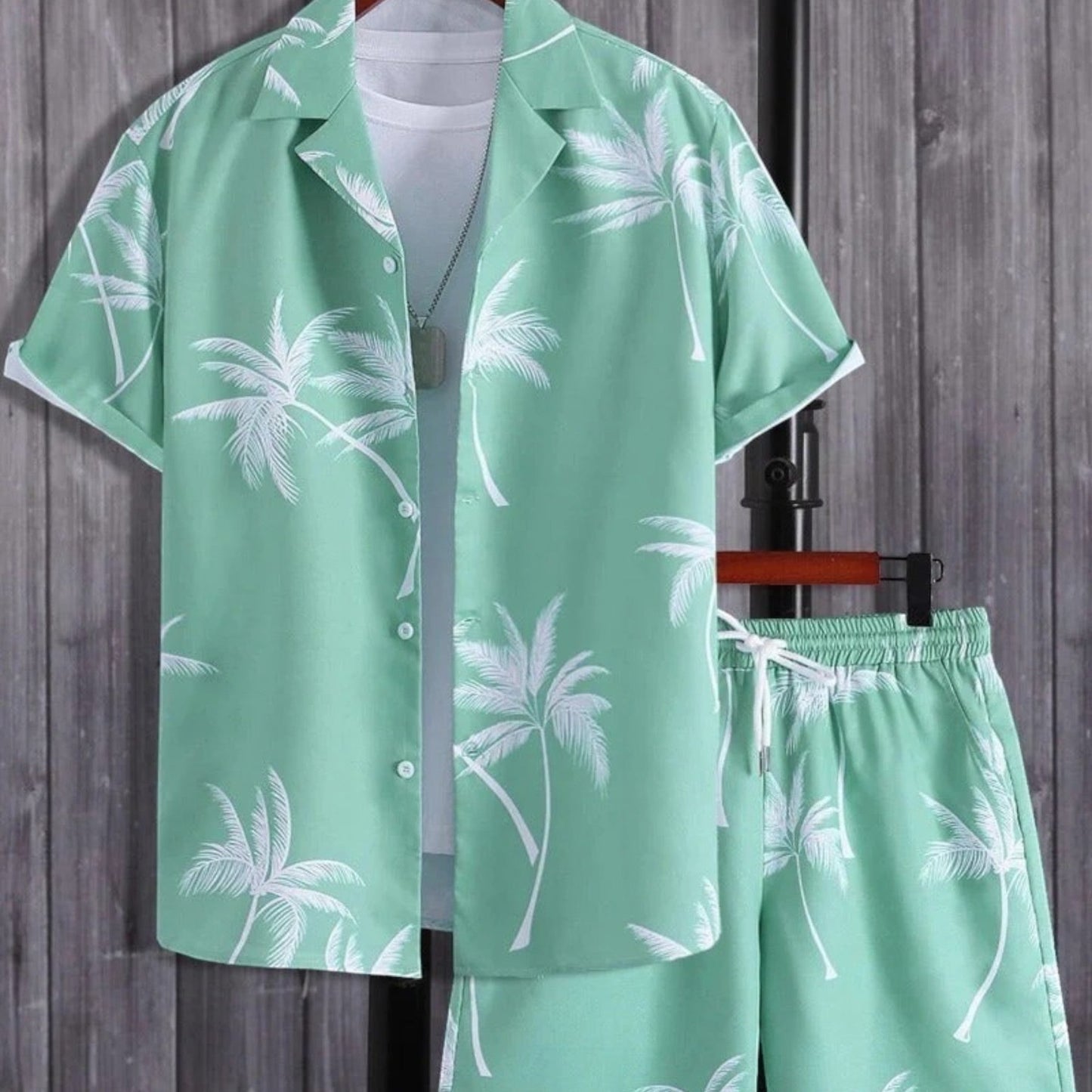 Moritz | Ensemble Été Homme Imprimé Tropical Chemise Manches Courtes Col Revers + Short Taille Élastique