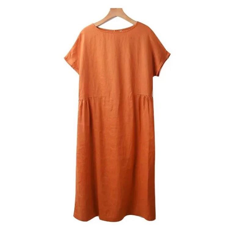 Capucelle | Robe d'Été Femme à Manches Courtes, Coupe Ample et Confortable Midi