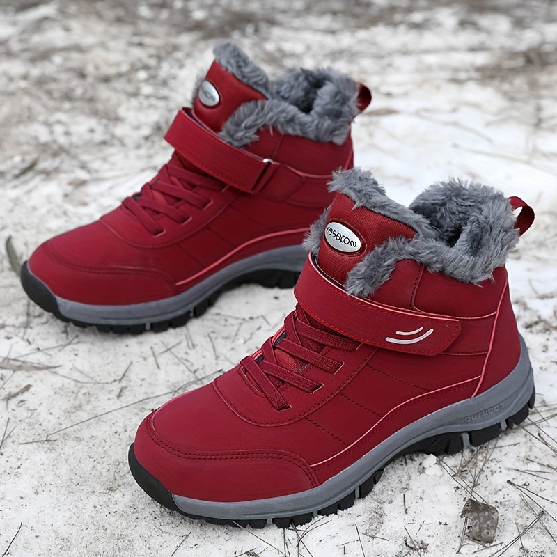 Bathilde | Bottes d’Hiver Unisex, Chaussures Chaudes Cheville avec Lacets et Fermeture Velcro