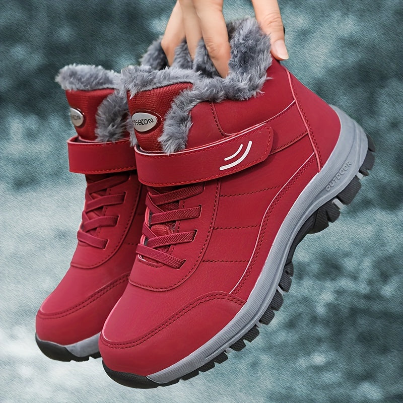 Bathilde | Bottes d’Hiver Unisex, Chaussures Chaudes Cheville avec Lacets et Fermeture Velcro