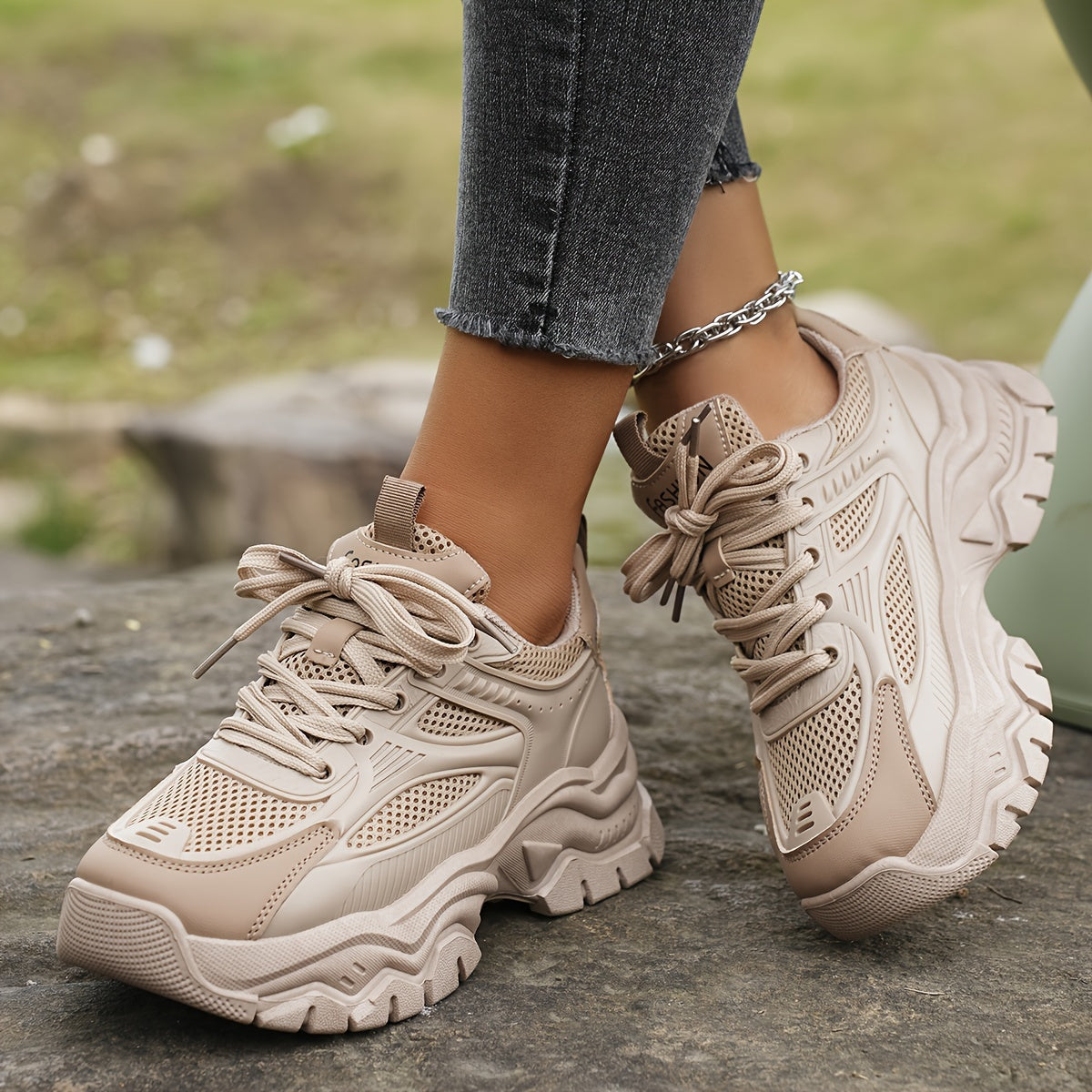 Orelia | Baskets Chunky Femme à Plateforme, Lacets, Style Moderne et Confort