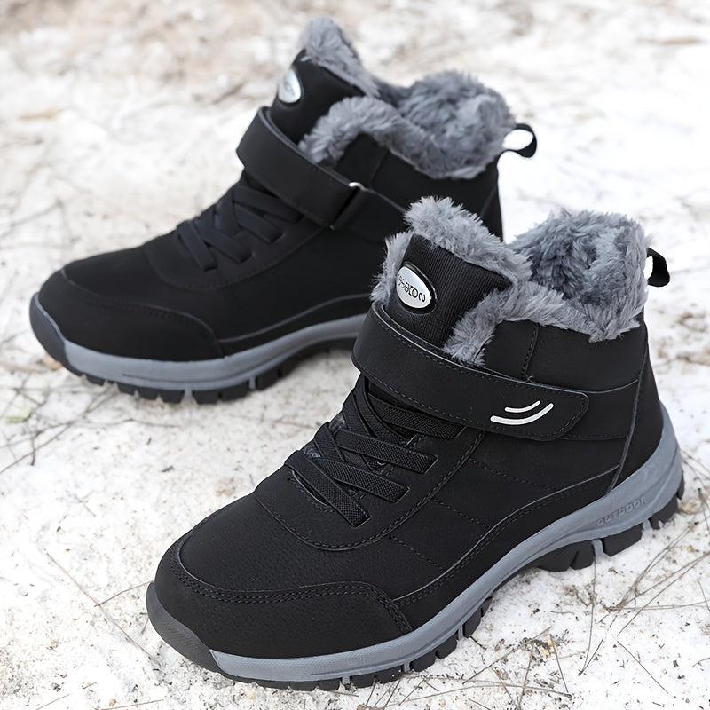 Bathilde | Bottes d’Hiver Unisex, Chaussures Chaudes Cheville avec Lacets et Fermeture Velcro