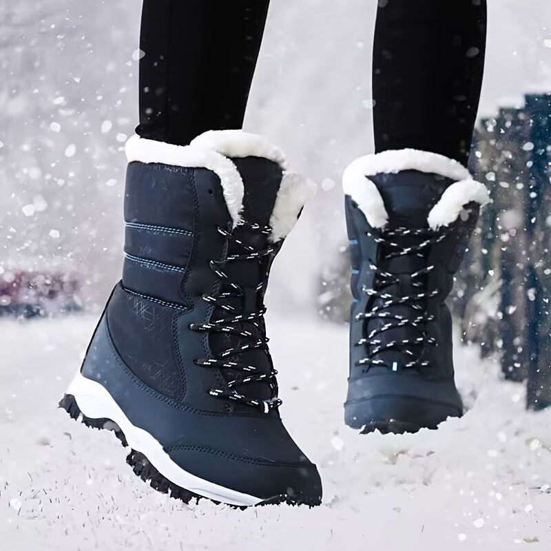 Aubépine | Bottes Hiver Femme à Lacets avec Doublure Chaude, Semelle Plateforme & Bout Rond