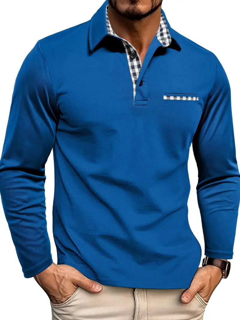 Longsleeve Polo Homme | Polo à Manches Longues avec Détails Contrastés & Coupe Moderne