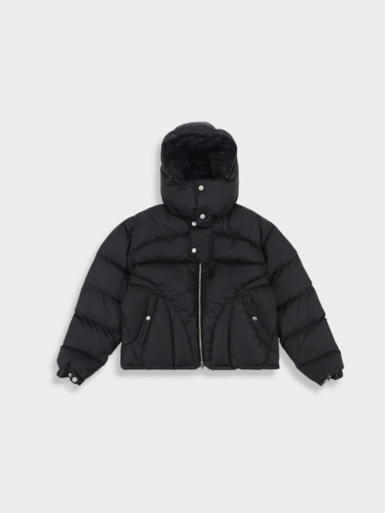 Clark | Veste homme matelassée épaisse avec capuche et zip, noire et confortable